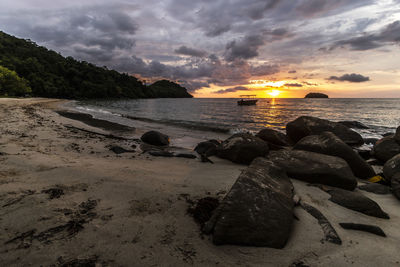 Scenic view of sea against sky during sunset