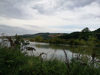 Scenic view of lake against sky