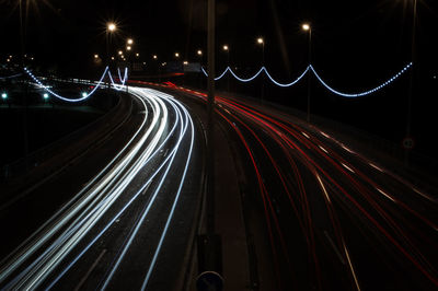 Light trails on highway at night