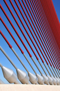 Low angle view of pattern against clear blue sky