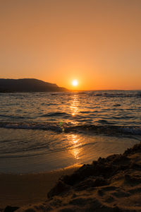 Scenic view of sea during sunset