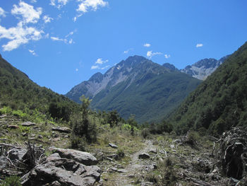 Scenic view of mountains against sky