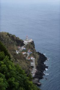 High angle view of sea against sky