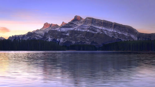 Scenic view of lake against sky,canmore,canada