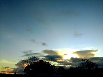 Silhouette of trees against sky at sunset