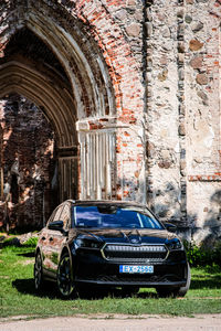 View of old car on building