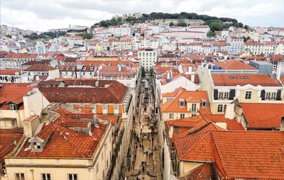 High angle view of townscape against sky