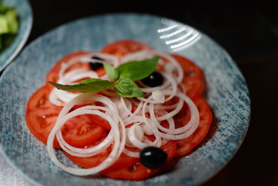 Close-up of strawberry served in plate