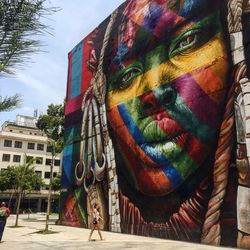 Close-up of multi colored tree in city