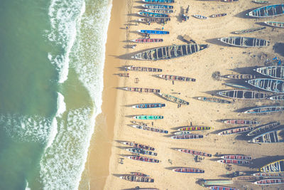 High angle view of people on beach