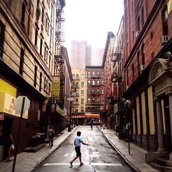 People walking on city street