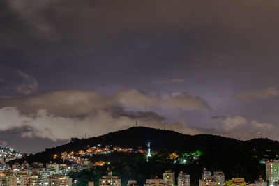 View of illuminated city against sky at night