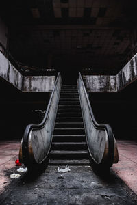 Abandoned staircase in tunnel