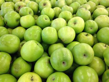 Full frame shot of granny smith apples at market