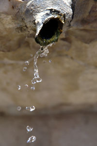 Close-up of water falling from fountain