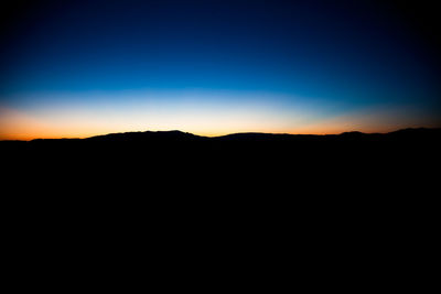 Scenic shot of silhouette mountains against sky at sunset