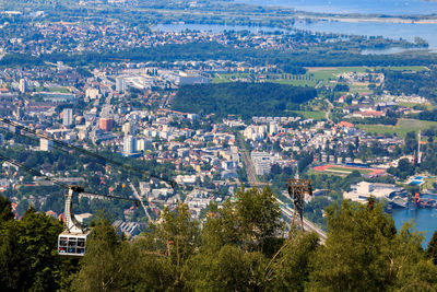 High angle view of buildings in city