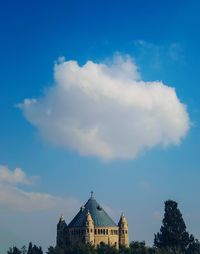 Low angle view of building against cloudy sky