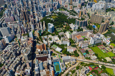 Aerial view of buildings in city