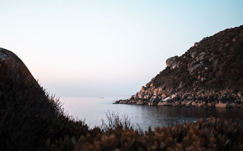 Scenic view of sea against clear sky