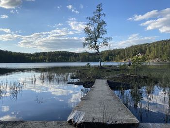 Scenic view of lake against sky