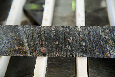 Close-up of rusty metal railing