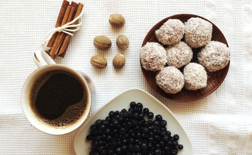 High angle view of sweet food on table