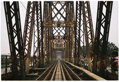 Railroad track passing through bridge