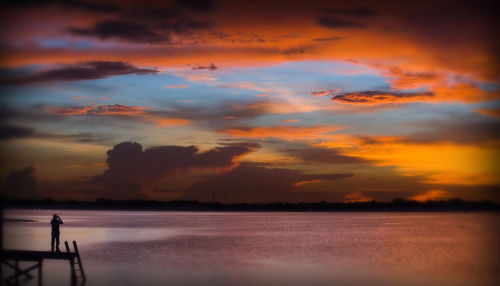 Scenic view of sunset over sea