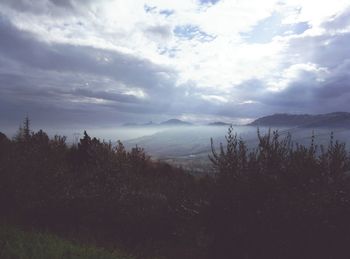 Scenic view of mountains against sky