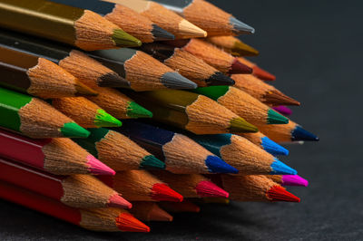 Close-up of multi colored pencils