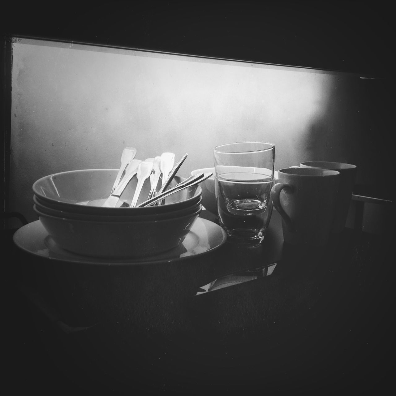 indoors, food and drink, table, drink, still life, coffee cup, refreshment, cup, chair, absence, empty, saucer, coffee - drink, freshness, transfer print, auto post production filter, no people, drinking glass, coffee, spoon