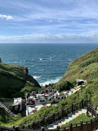 High angle view of sea against sky