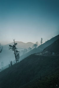 View of kawah ijen mountain and lake in indonesia