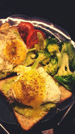 Close-up of breakfast served in plate