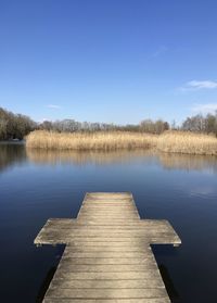 Scenic view of lake against clear sky