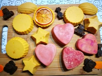 Close-up of heart shape on table