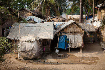 Huts at sandy beach