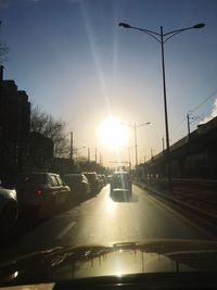 Sunset over road