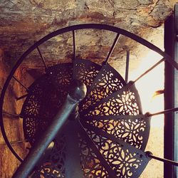 High angle view of spiral staircase