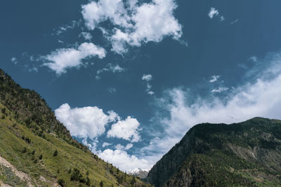 Low angle view of mountains against sky