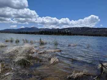 Scenic view of lake against sky