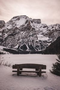 Scenic view of snow covered mountains against sky