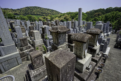 High angle view of cemetery