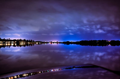 Scenic view of sea against sky at night