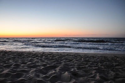 Scenic view of sea at sunset