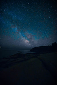 Scenic view of sea against sky at night