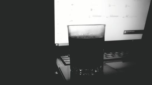 Close-up of glasses on table