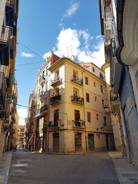 Low angle view of residential buildings against sky