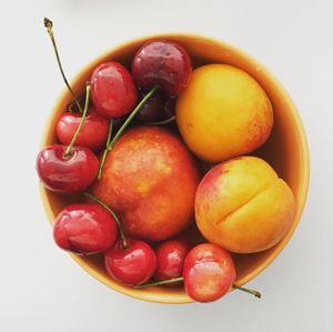 High angle view of fruits in bowl